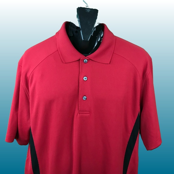 PGA Tour red Golf Polo Shirt short sleeve 3 buttons - Picture 5 of 6